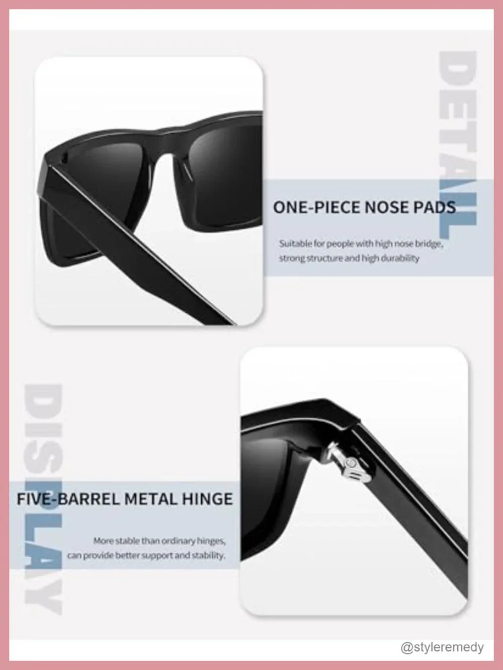 Acetate Square Sunglasses Polarized UV400 Protection Oversized Retro Shades